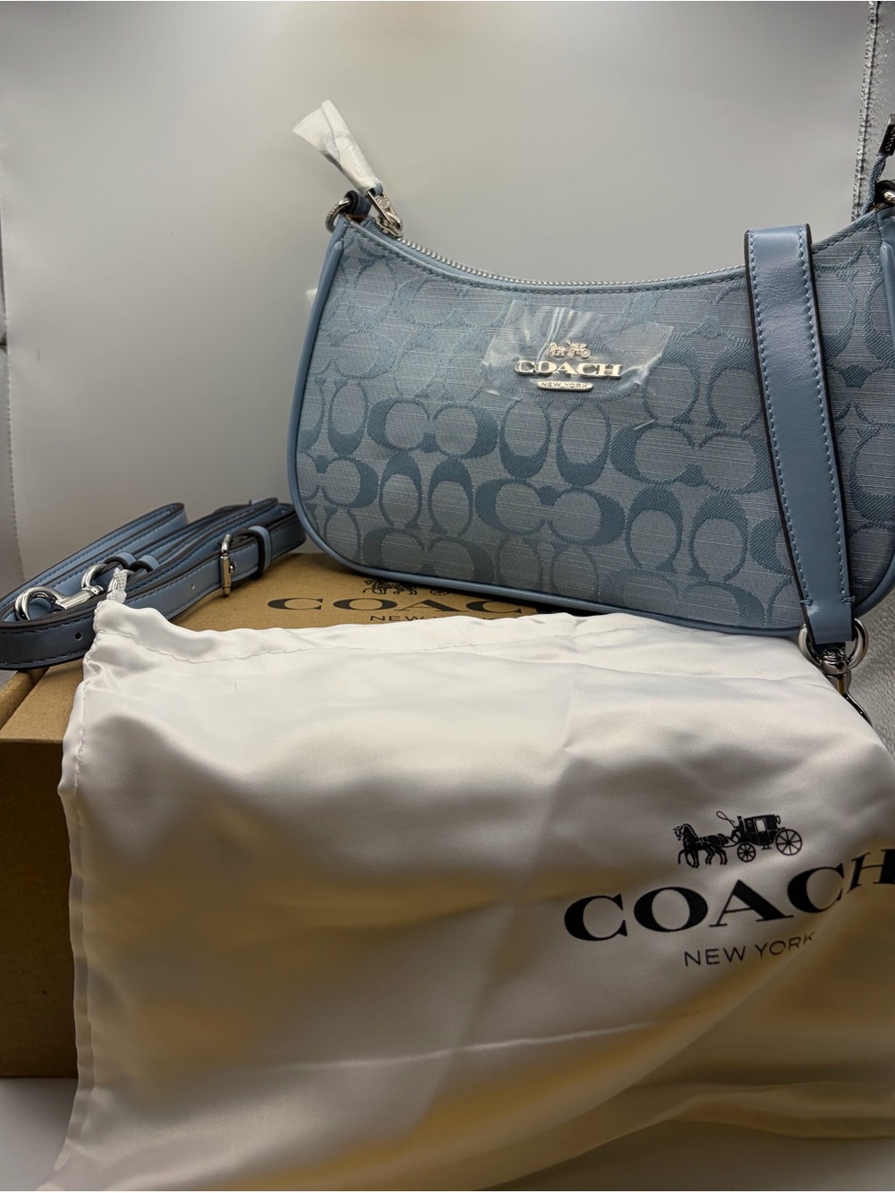 Coach Light Blue Signature Canvas Crossbody Bag - Picture 3 of 5
